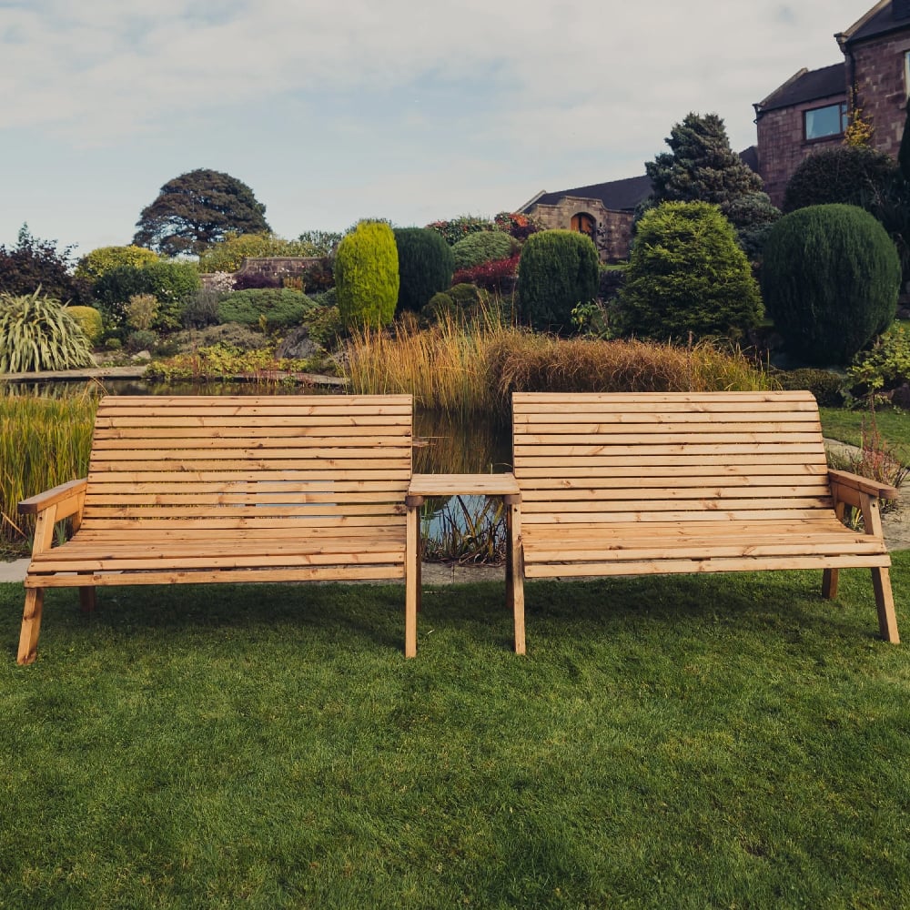 Vail Wooden Garden Straight 6 Seater Bench Set In Natural