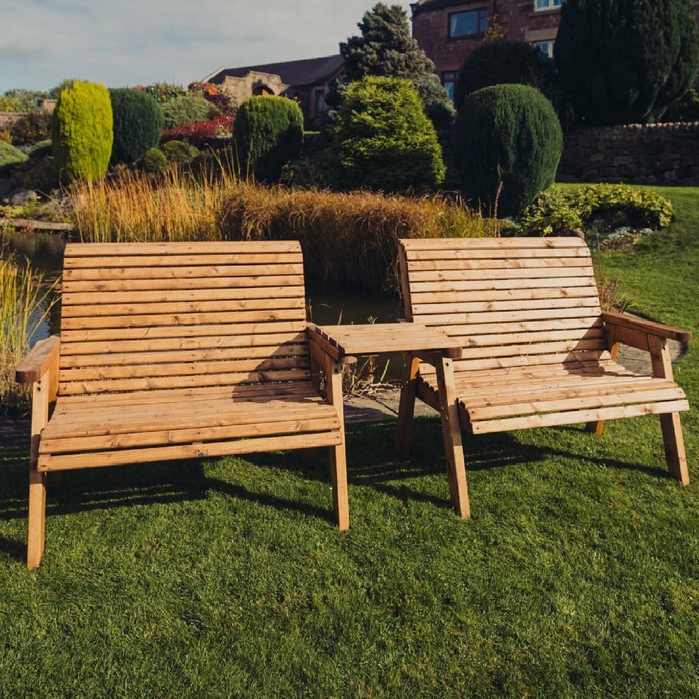 Vail Wooden Garden Straight 4 Seater Bench Set In Natural