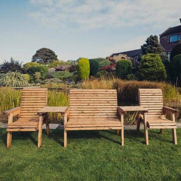 Vail Wooden Garden Straight 4 Seater Seating Set In Natural | Bed Sava