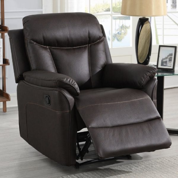 Vallejo Fabric Recliner 1 Seater Sofa In Dark Brown | Bed Sava