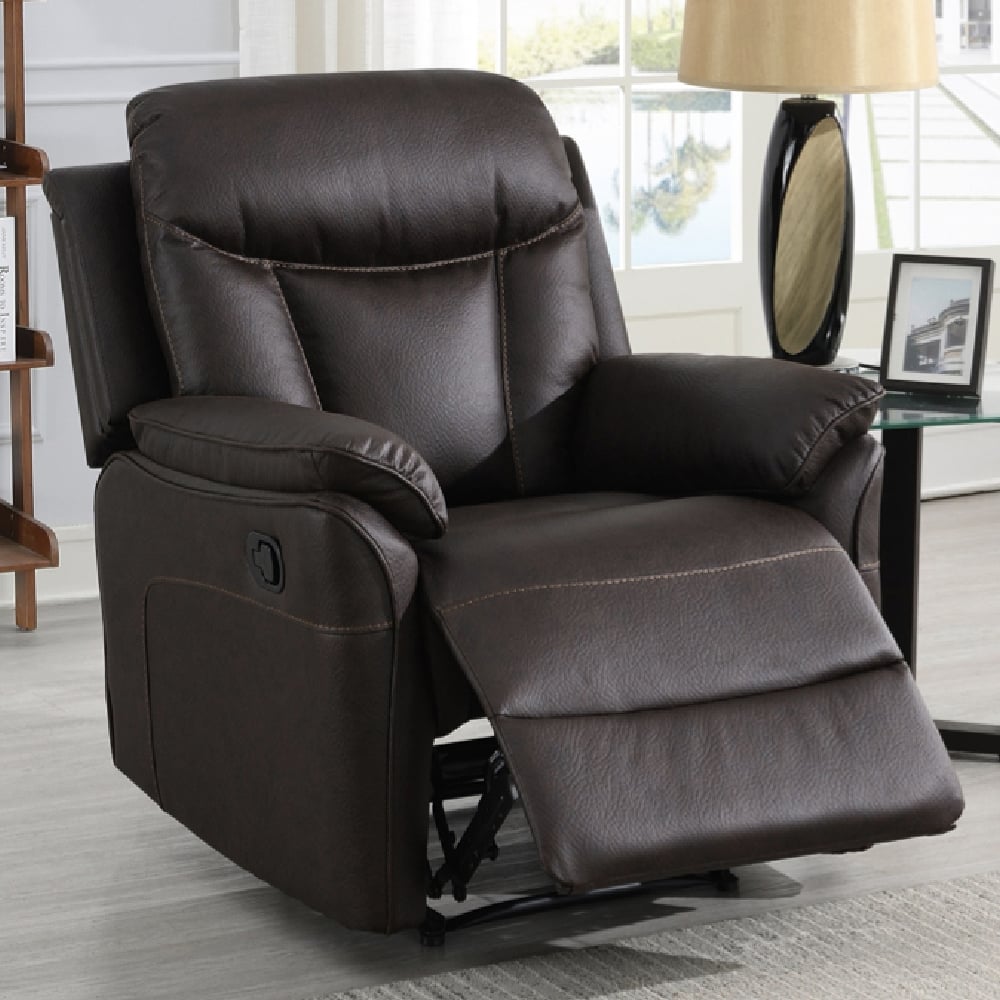 Vallejo Fabric Recliner 1 Seater Sofa In Dark Brown