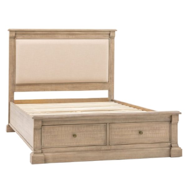 Valletta Wooden Super King Size Bed With 2 Drawers In Natural | Bed Sava