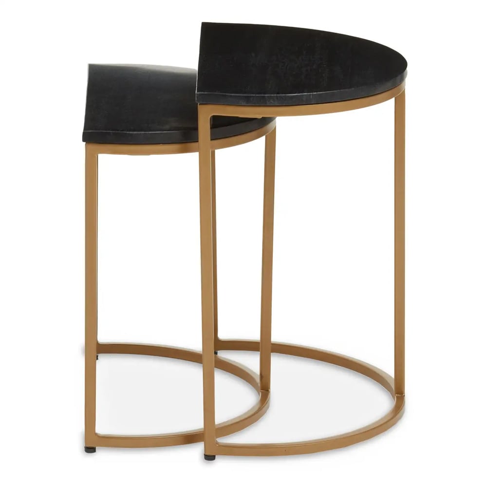 Valrico Black Marble Top Nest Of 2 Tables With Gold Frame