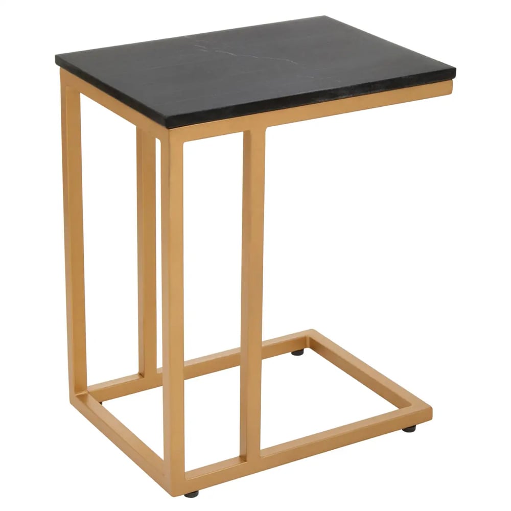 Valrico Black Marble Top Side Table With Gold Frame