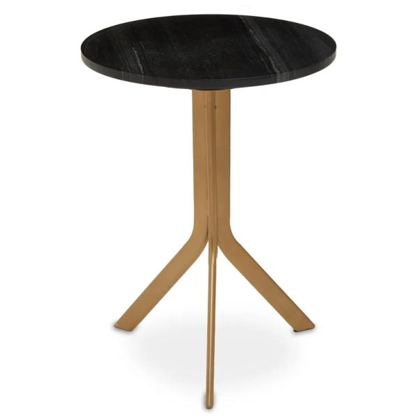 Valrico Black Marble Top Side Table With Gold Legs | Bed Sava