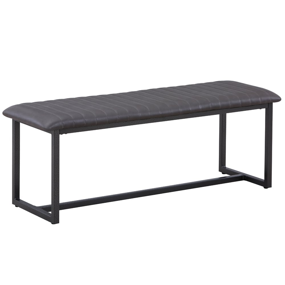 Vandalia PU Leather Dining Bench With Metal Frame In Vintage Grey