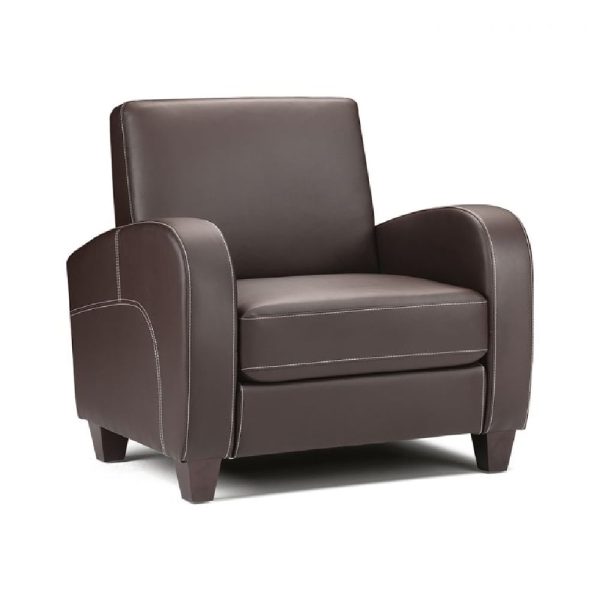 Varali Faux Leather Armchair In Chestnut | Bed Sava