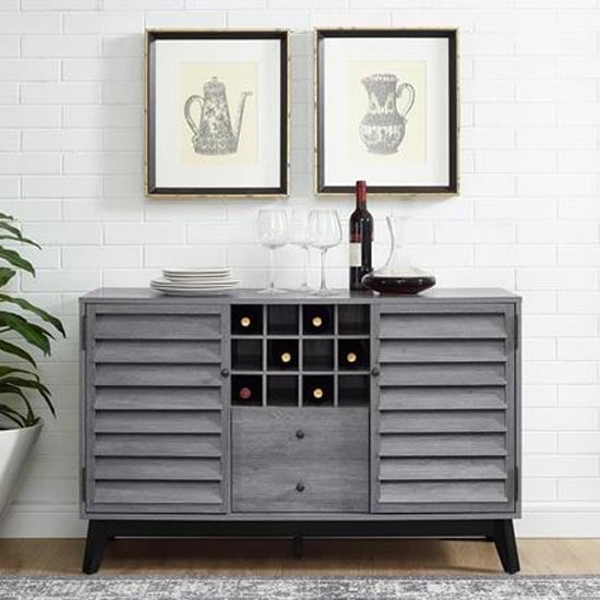 Vega Wooden Drinks Serving Trolley With 2 Doors In Grey Oak