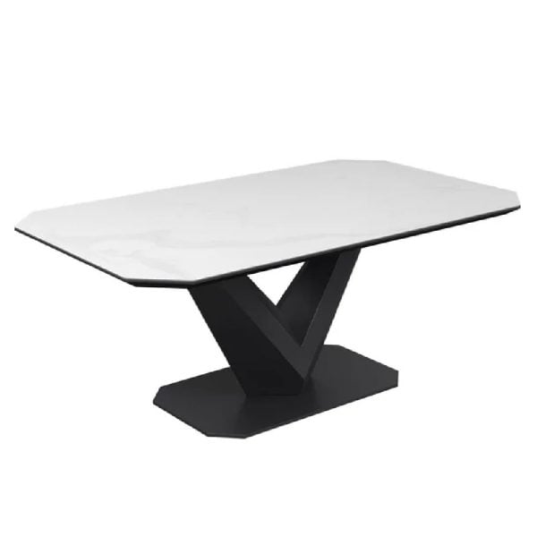 Venice Ceramic Rectangular Coffee Table In Matte White | Bed Sava