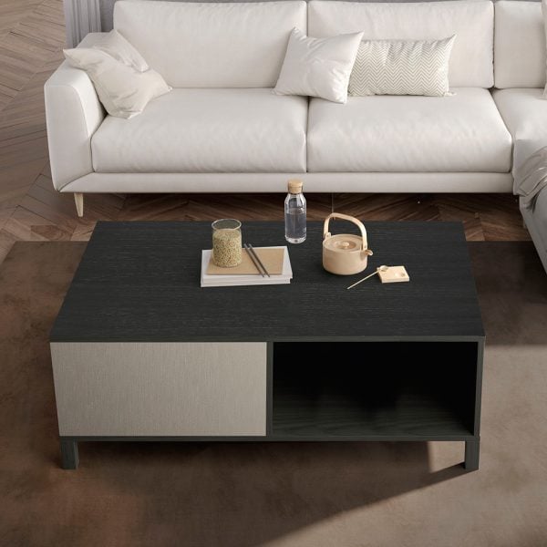 Venice High Gloss Coffee Table In Champagne And Black | Bed Sava