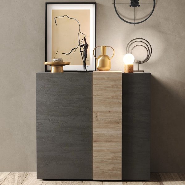 Venice Wooden Highboard 2 Doors In Titan And Cadiz Oak | Bed Sava