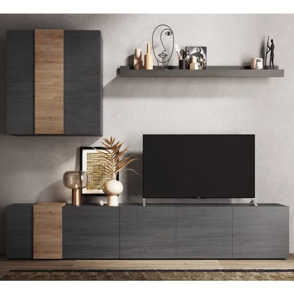 Venice Wooden Living Room Furniture Set In Titan And Cadiz Oak | Bed Sava