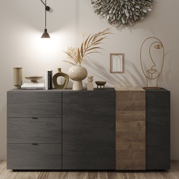 Venice Wooden Sideboard 2 Doors 3 Drawers In Titan And Mercure | Bed Sava