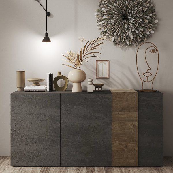 Venice Wooden Sideboard 3 Doors In Titan And Mercure | Bed Sava