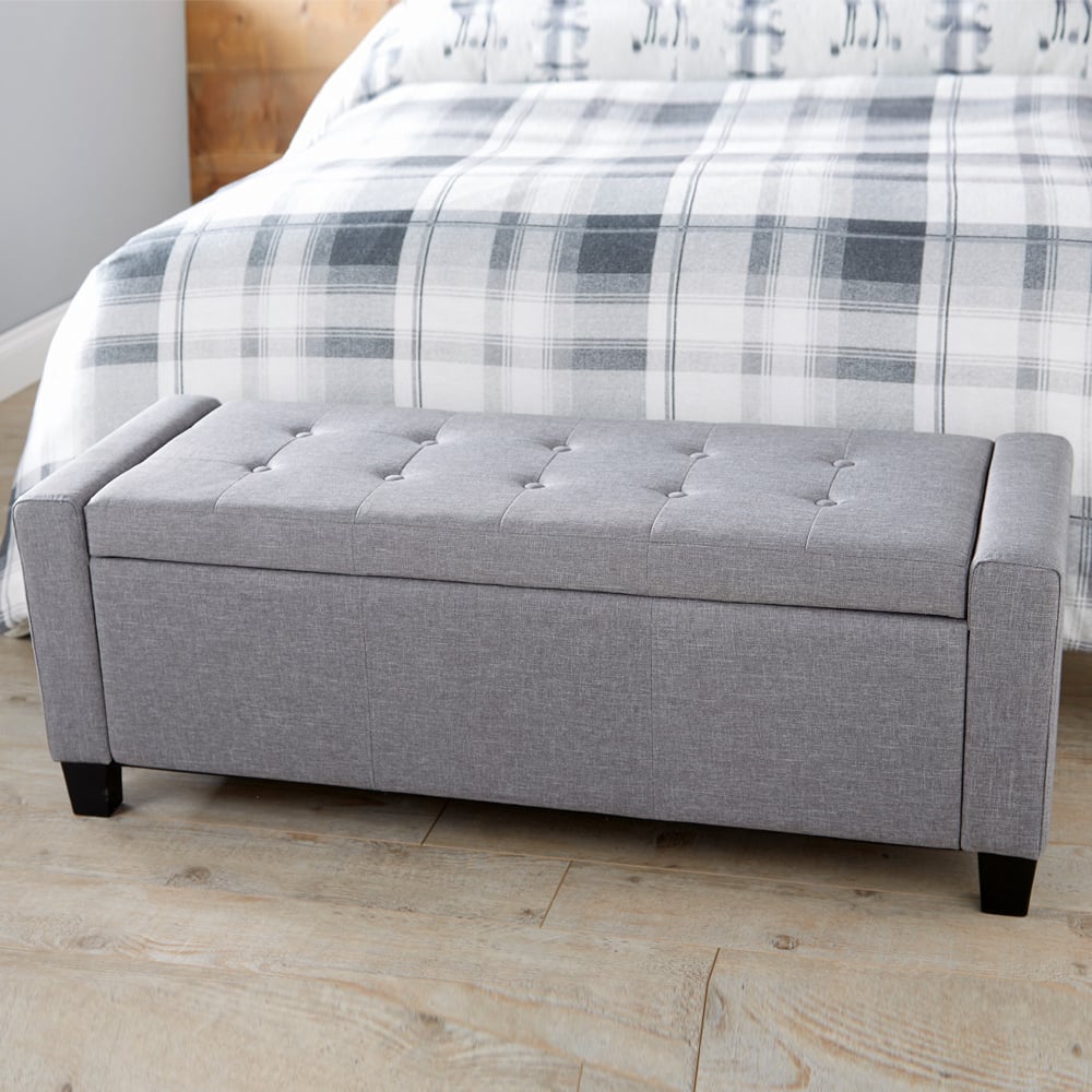 Ventnor Fabric Storage Ottoman In Grey