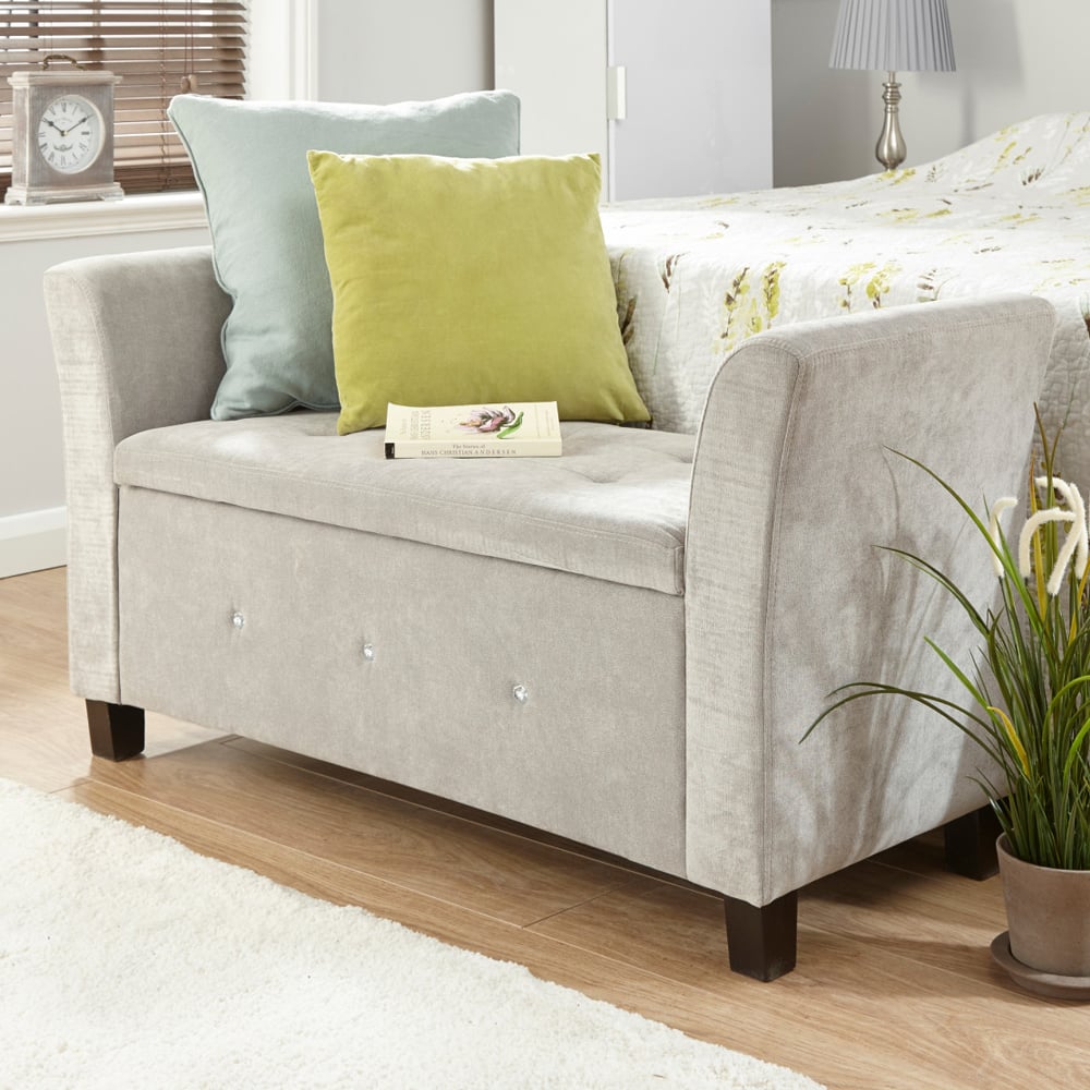 Ventnor Fabric Storage Ottoman In Silver