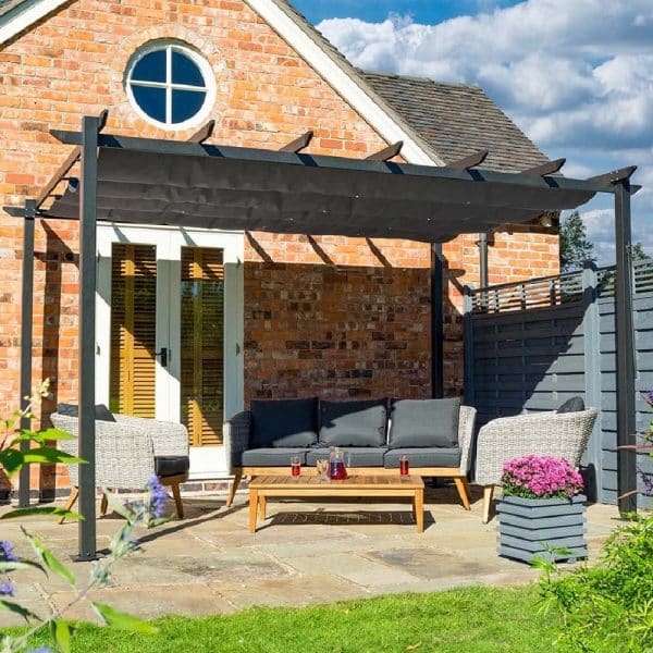 Venton Aluminium Garden Canopy In Gunmetal Grey | Bed Sava