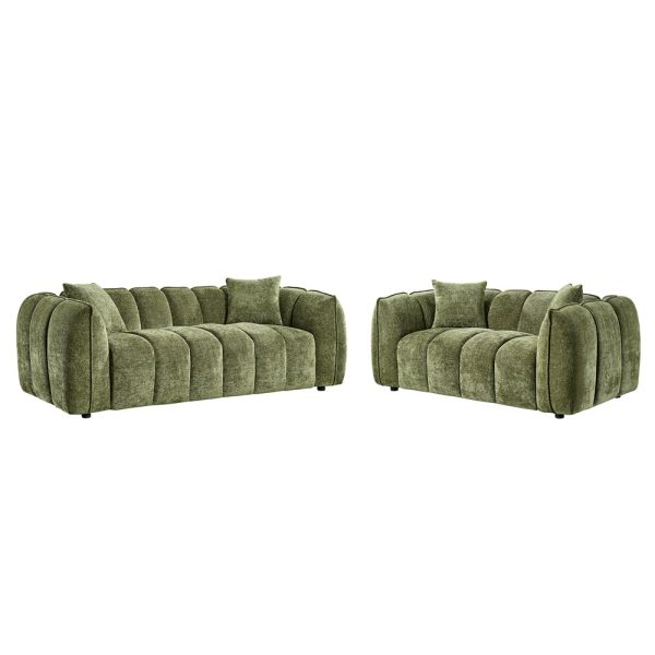 Ventura Fabric 3+2 Seater Sofa Set In Olive | Bed Sava