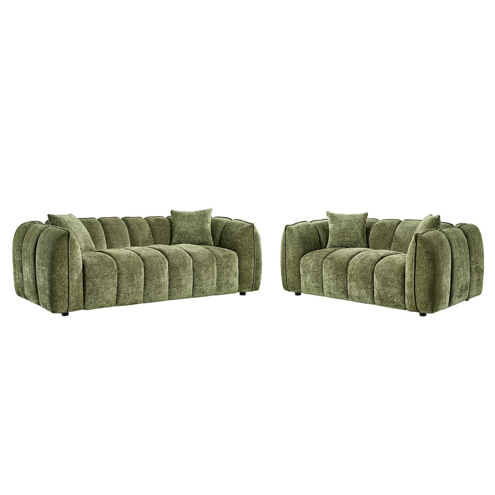 Ventura Fabric 3+2 Seater Sofa Set In Olive