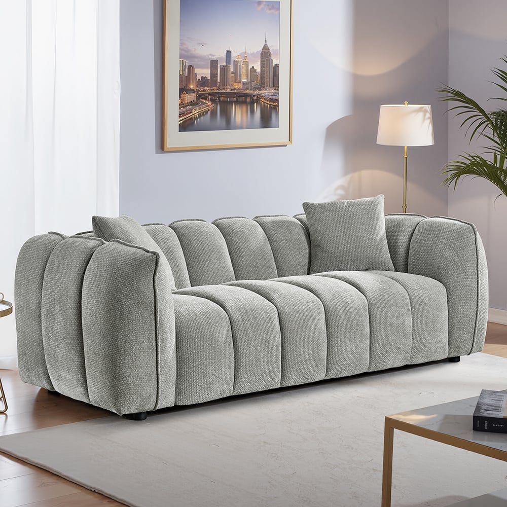 Ventura Fabric 3 Seater Sofa In Grey