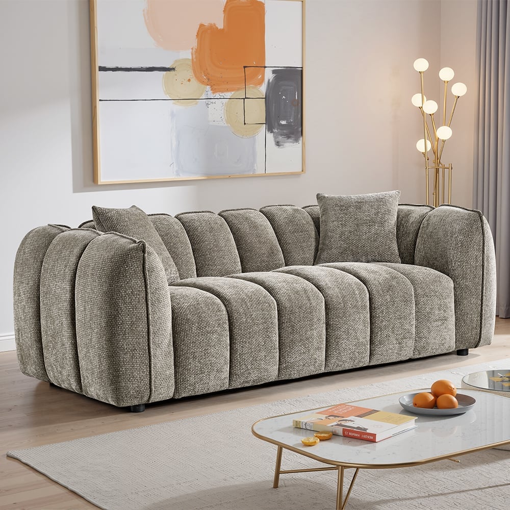 Ventura Fabric 3 Seater Sofa In Mocha