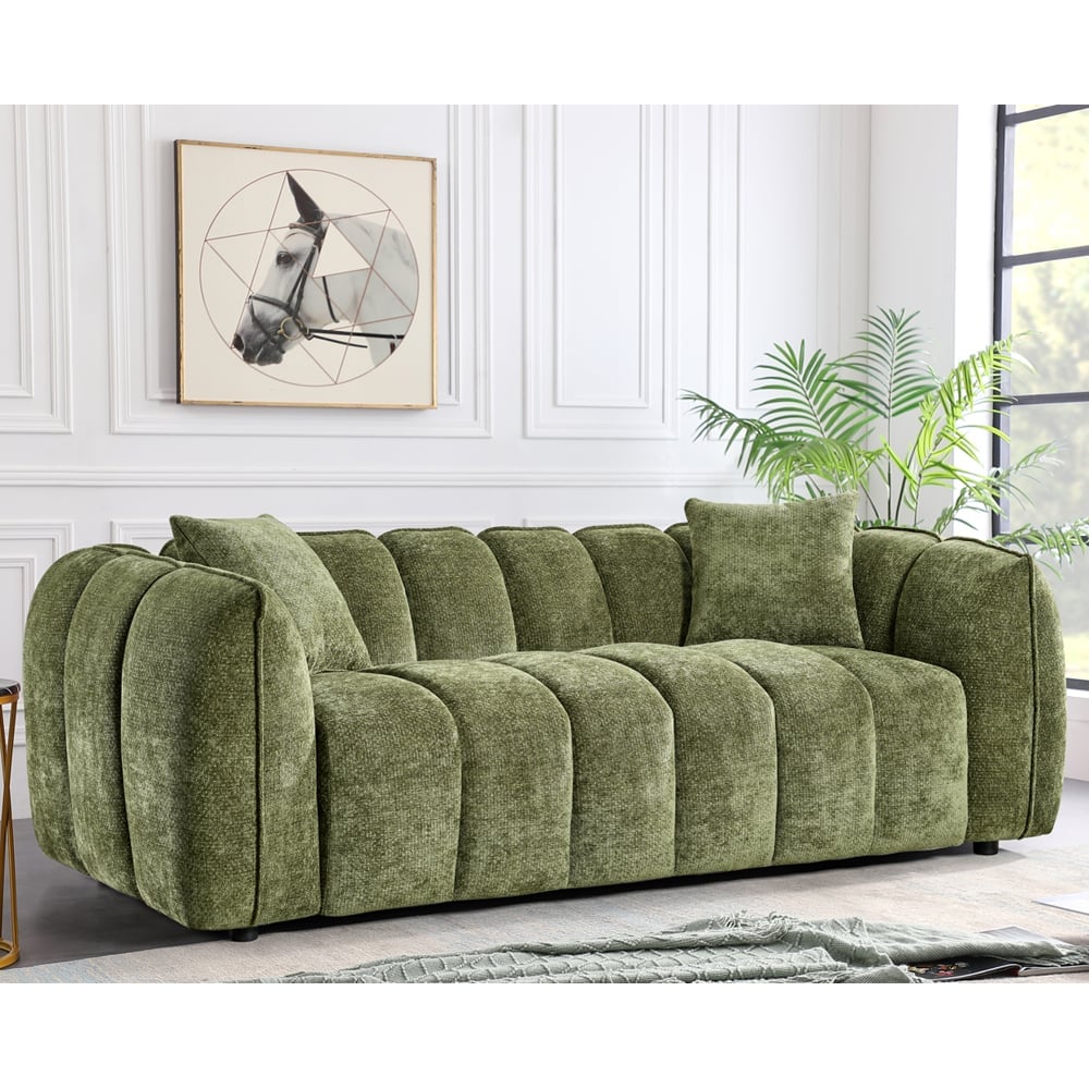 Ventura Fabric 3 Seater Sofa In Olive