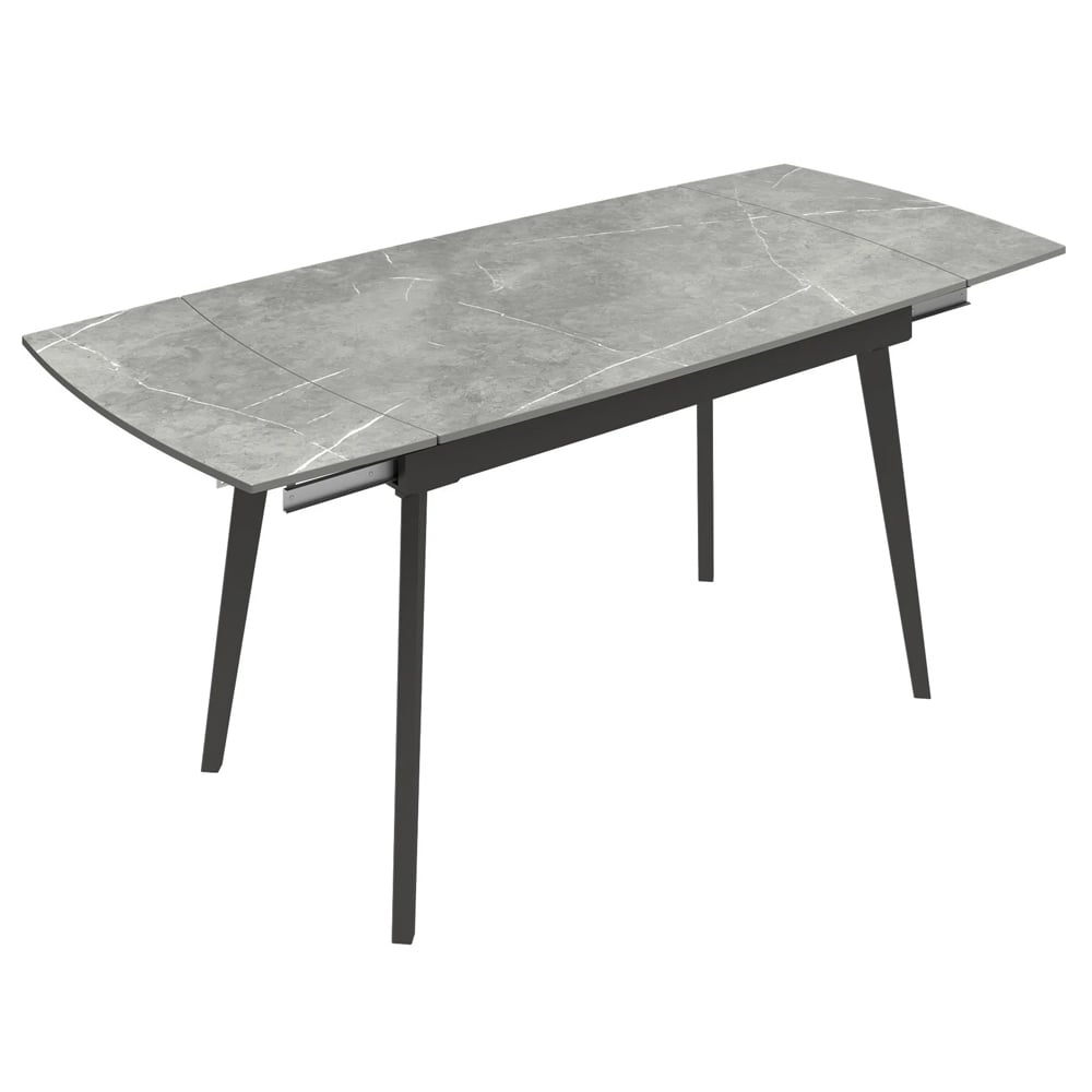 Verdun Ceramic Extending Dining Table In Matte Grey