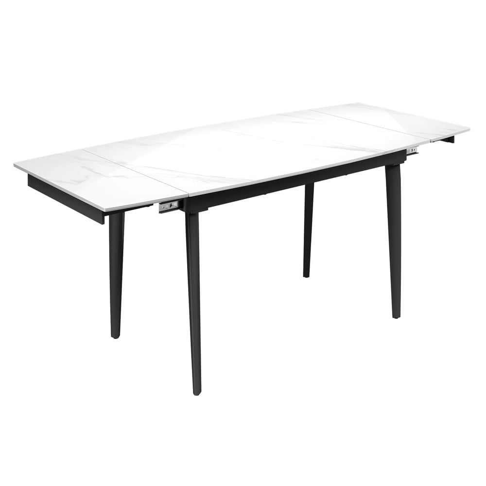 Verdun Ceramic Extending Dining Table In White Gloss