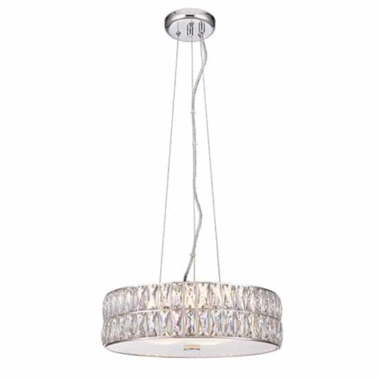 Verina LED 5 Lights Crystal Round Pendant Light In Chrome