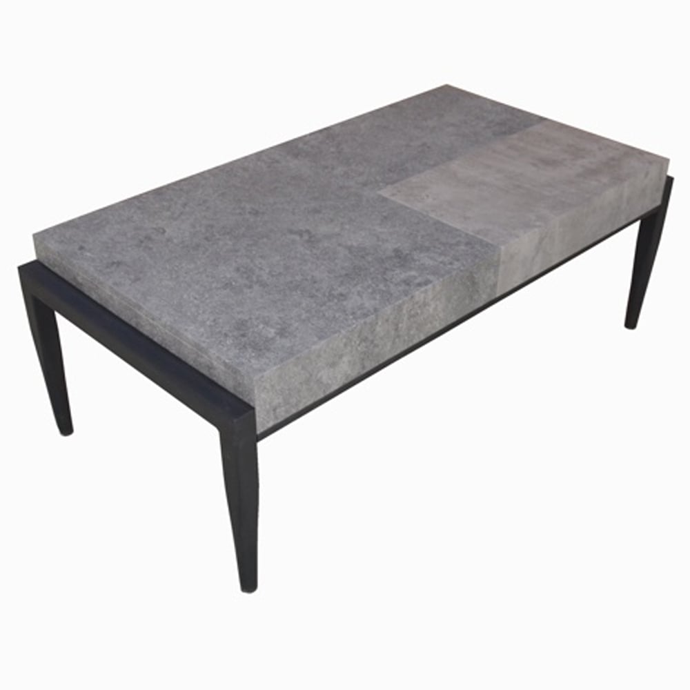 Vermillion Wooden Coffee Table With Metal Legs In Dark Concrete