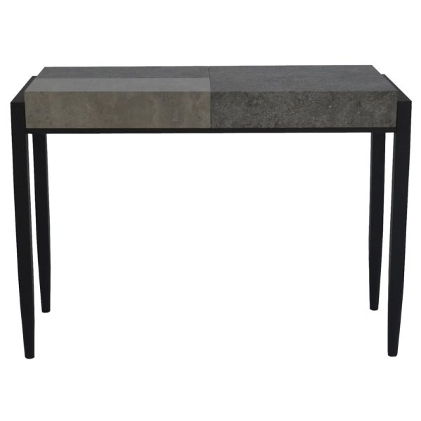 Vermillion Wooden Console Table With Metal Legs In Dark Concrete | Bed Sava