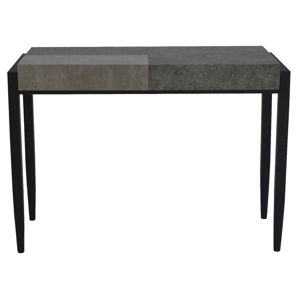 Vermillion Wooden Console Table With Metal Legs In Dark Concrete