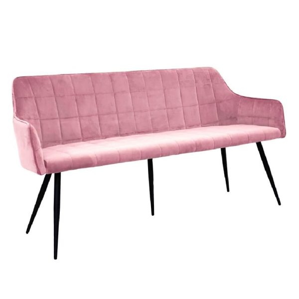 Vernal Velvet Hallway Seating Bench With Black Legs In Blush | Bed Sava