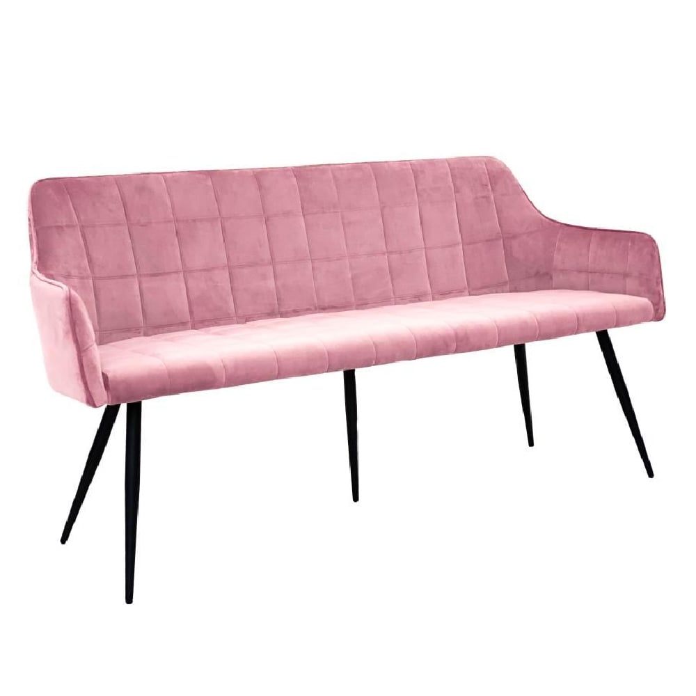 Vernal Velvet Hallway Seating Bench With Black Legs In Blush