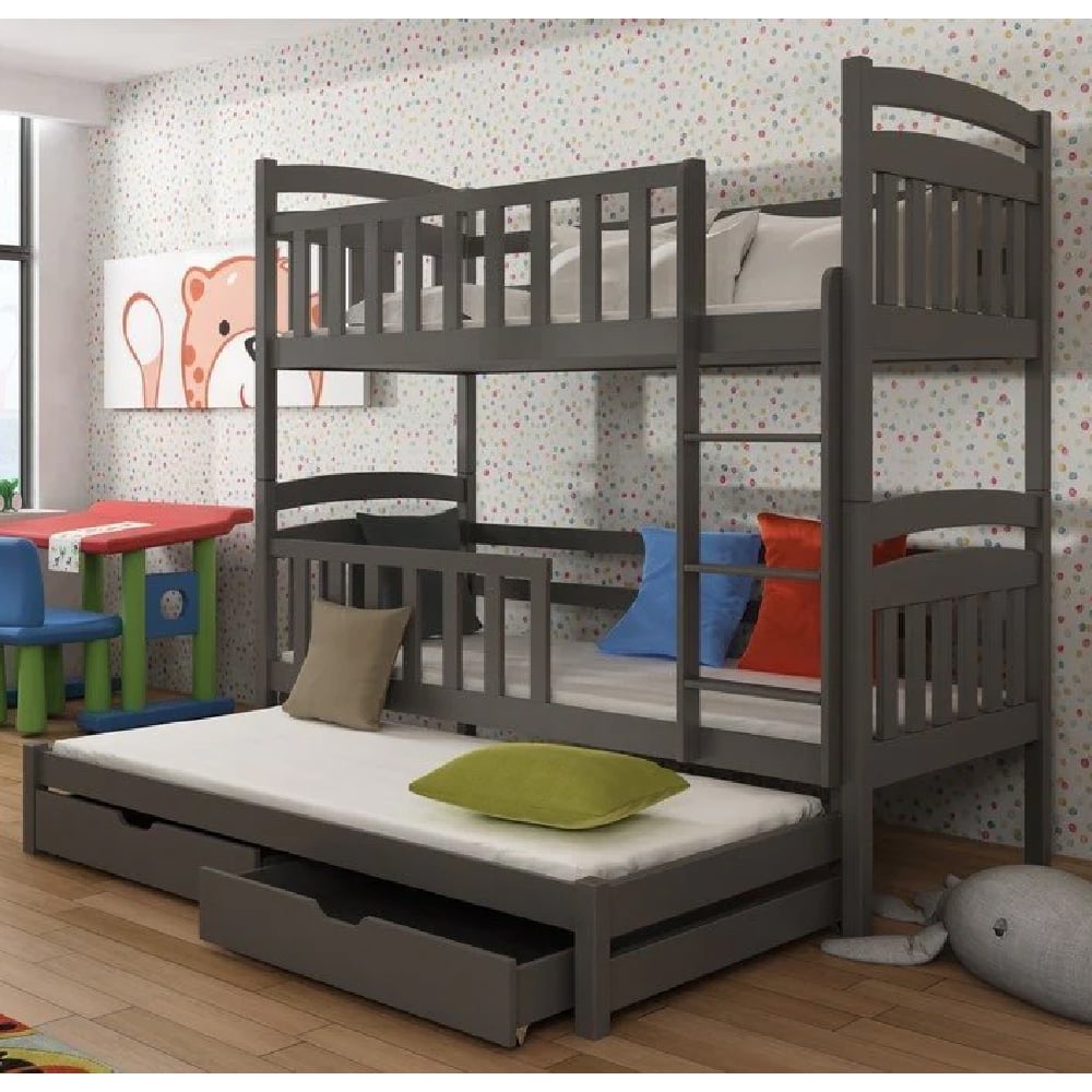 Vernal Wooden Bunk Bed Without Mattress And Trundle In Graphite