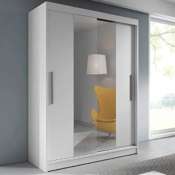 Vernal Wooden Wardrobe With 2 Sliding Doors In Matt White | Bed Sava