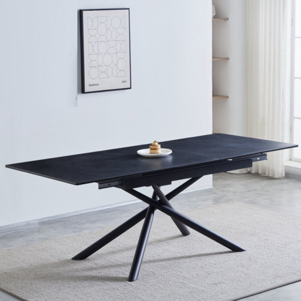 Vernon Sintered Stone Extending Dining Table In Dark Grey