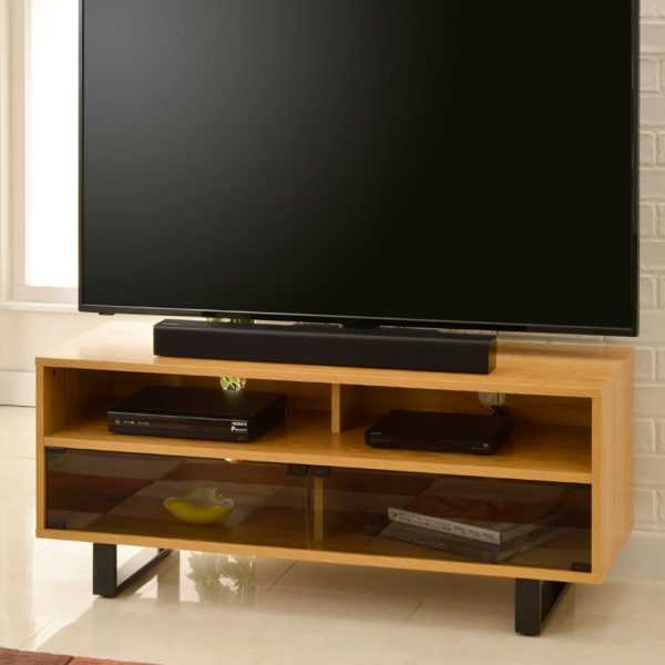 Vernon Small Wooden TV Stand In Light Oak | Bed Sava