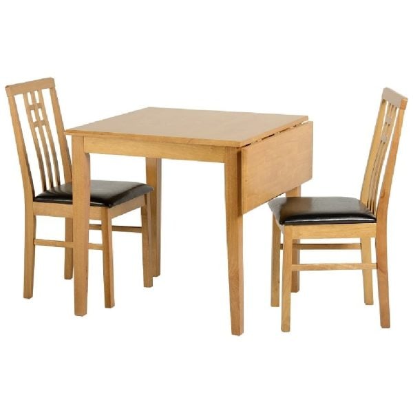 Vestal Oak Wooden Drop Leaf Dining Table With 2 Chairs | Bed Sava