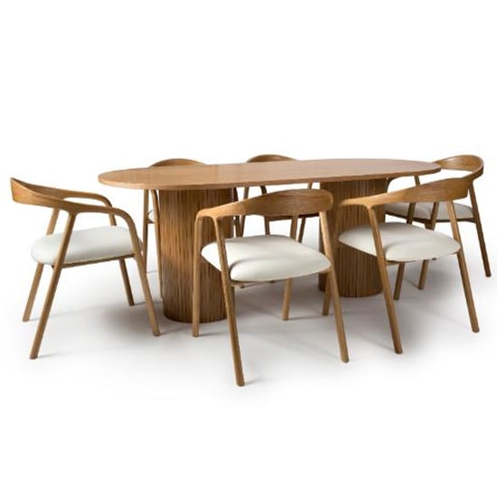 Vevey Dining Table Oval In Natural Oak With 6 Hvar Oak Chairs