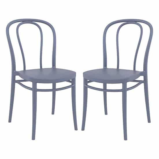 Victor Dark Grey Polypropylene Dining Chairs In Pair