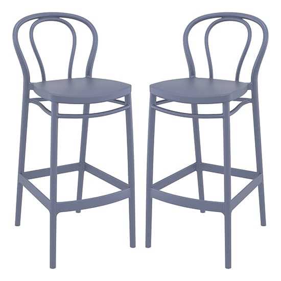 Victor Grey Polypropylene With Glass Fiber Bar Chairs In Pair