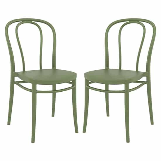 Victor Olive Green Polypropylene Dining Chairs In Pair