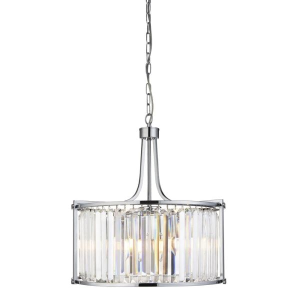 Victoria 5 Light Clear Crystal Pendant Light In Chrome | Bed Sava