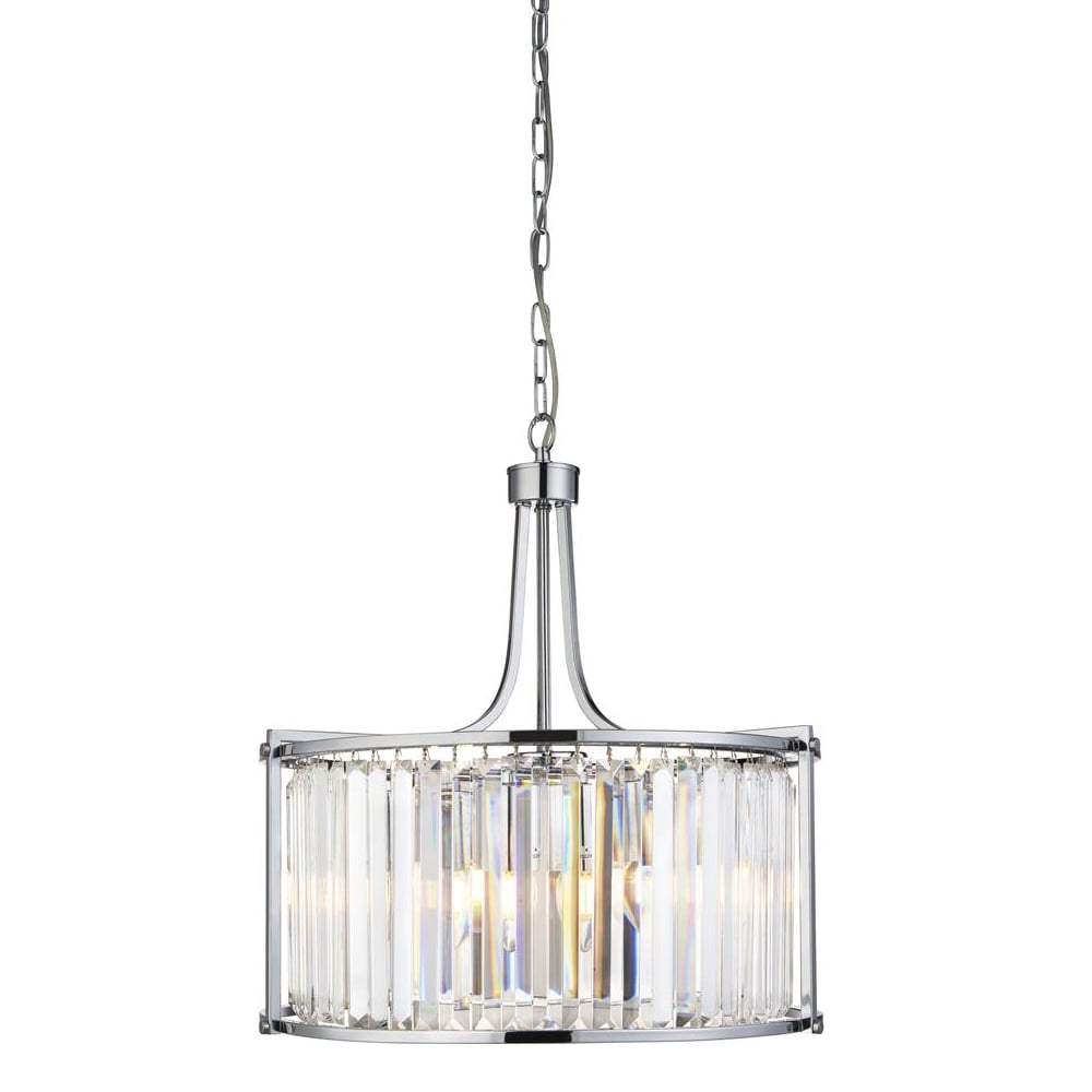Victoria 5 Light Clear Crystal Pendant Light In Chrome