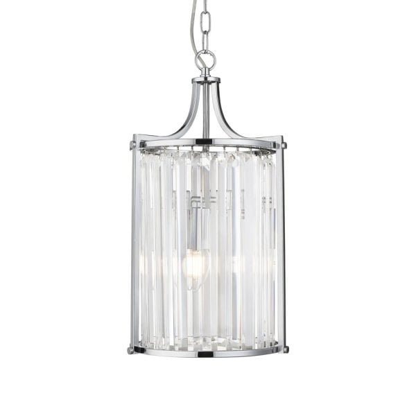 Victoria 2 Light Clear Crystal Shade Pendant Light In Chrome | Bed Sava