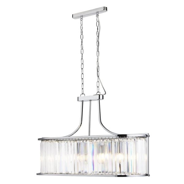 Victoria 5 Light Crystal Oval Pendant Light In Chrome | Bed Sava