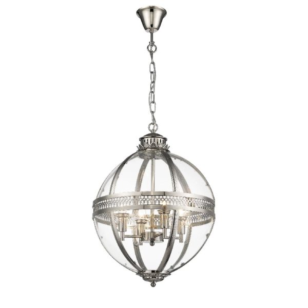 Victoria Glass Shade Pendant Light Large In Nickel | Bed Sava