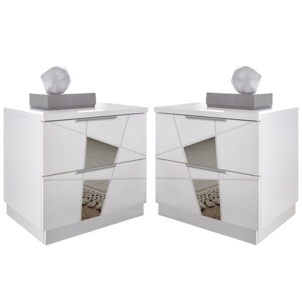 Victoria Matt White Wooden Bedside Cabinets In Pair | Bed Sava