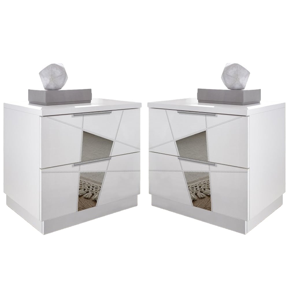Victoria Matt White Wooden Bedside Cabinets In Pair